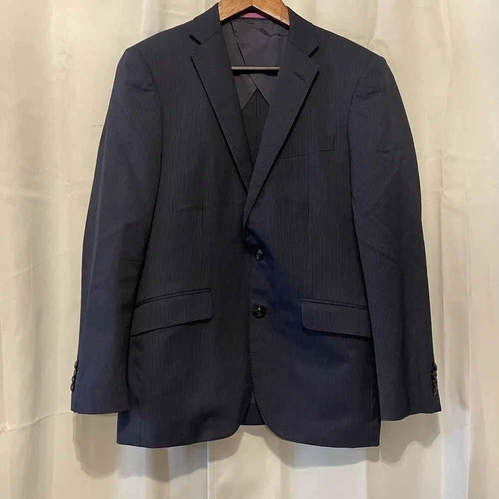 Vitale Barberis Canonico x Monsieur Nicole Blazer Men 46 Blue Pinstripe